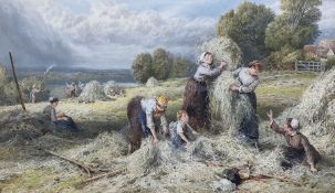 After Myles Birket Foster (British 1825-1899): 'Making Hay while the Sun Shines'