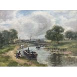 English School (Early 20th century): Canal Scene