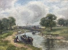 English School (Early 20th century): Canal Scene