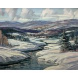 Sydney Berne (Canadian 1921-): 'La Riviere-du-Nord - Quebec' Winter Mountain Landscape