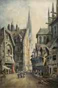 Charles James Keats (British 19th century): 'Rouen' Street Scene