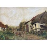 French School (Early 20th century): Farmstead Landscape with Figure