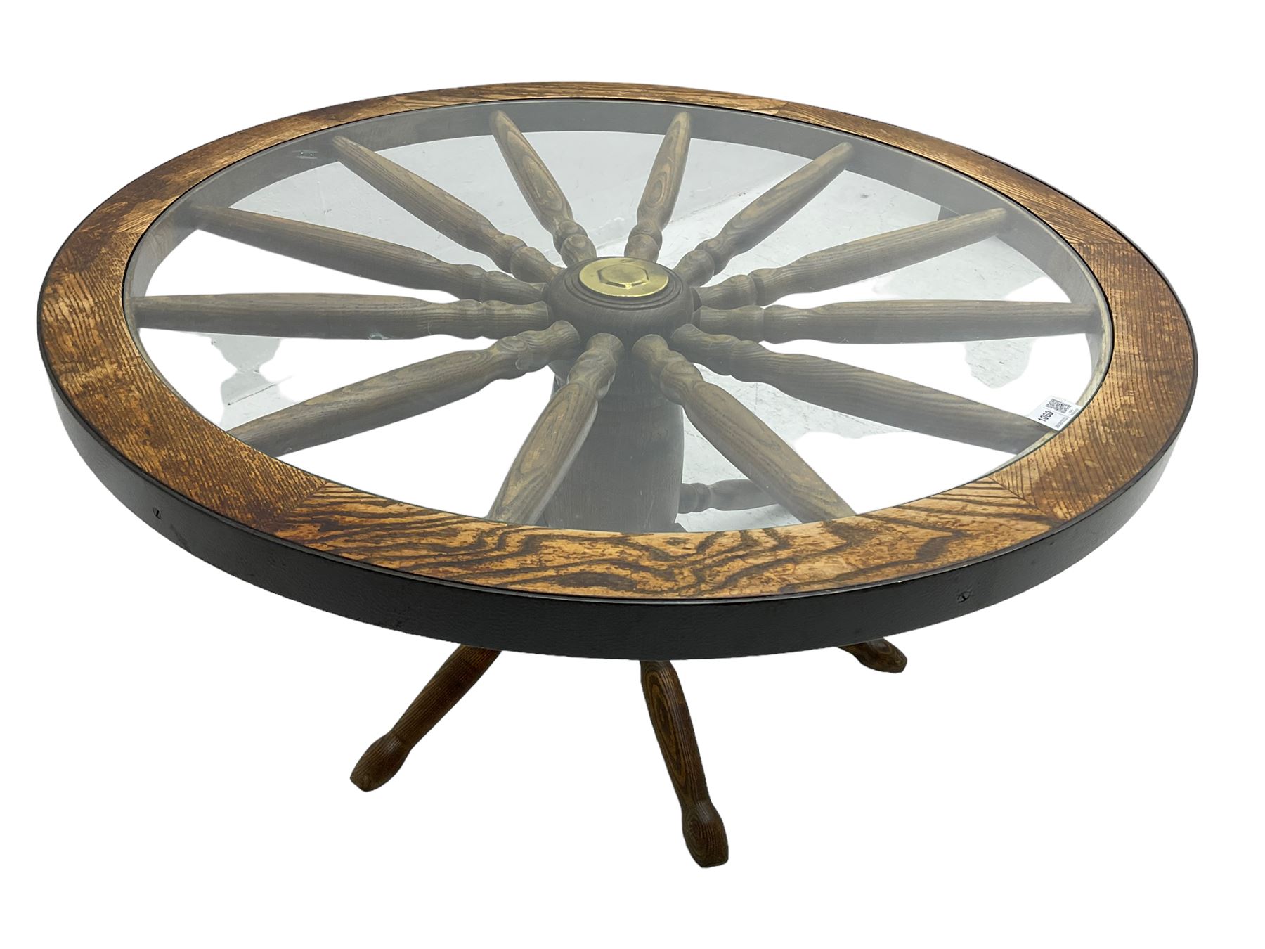 Oak framed 'ships wheel' coffee table - Image 4 of 5