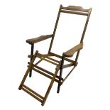 19th century folding brass mounted teak steamer chair