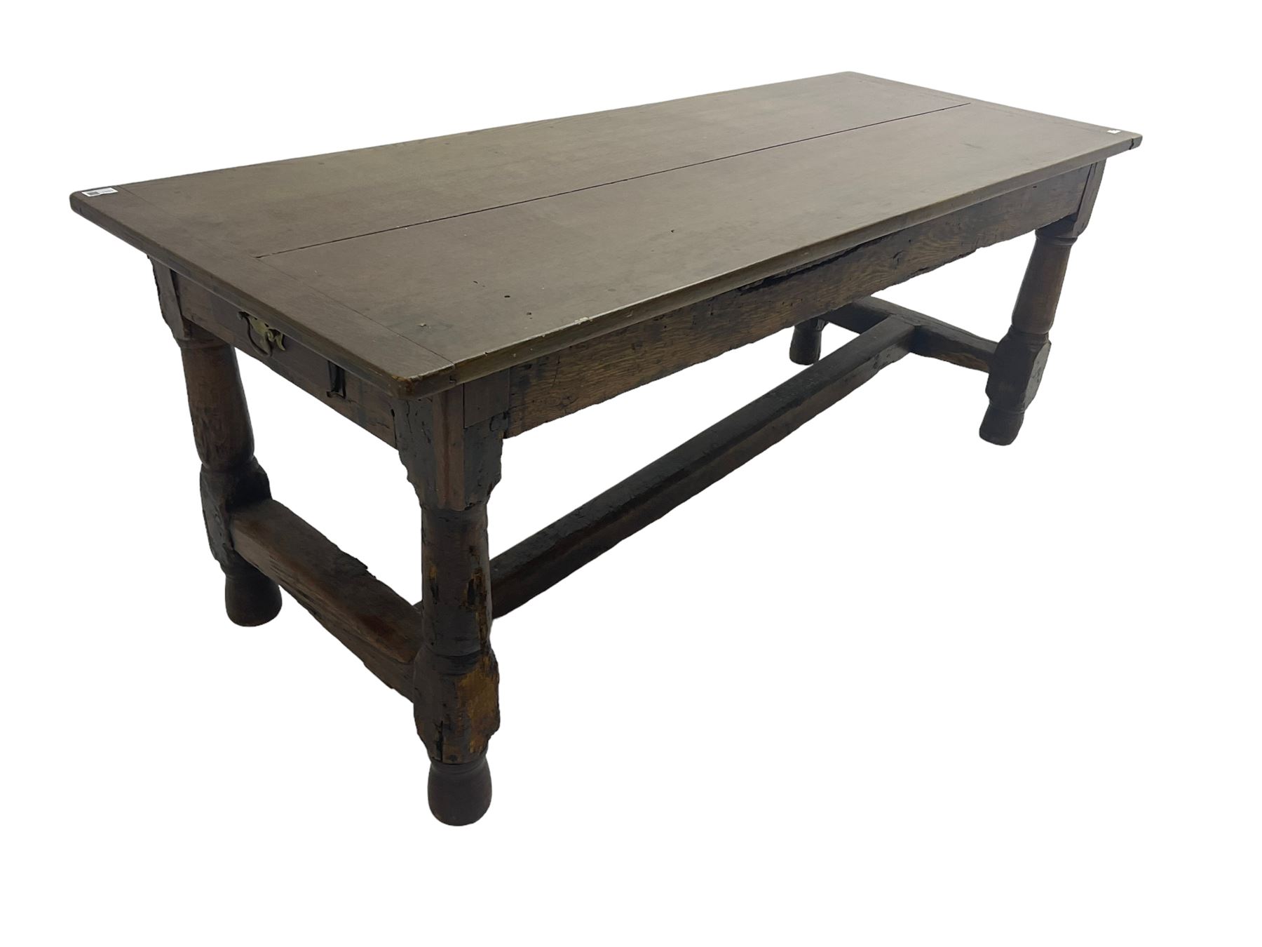 18th century and later oak refectory dining table - Image 7 of 8