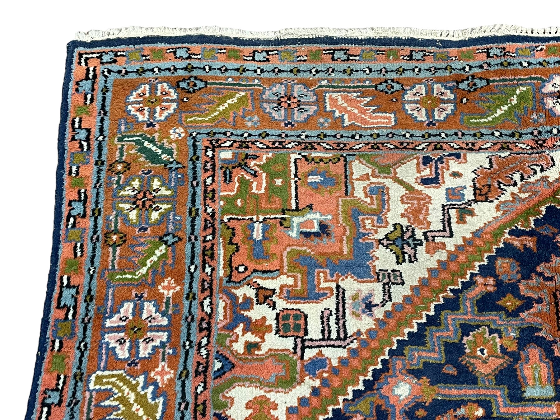 Persian Heriz indigo and rust ground rug - Image 8 of 8