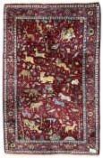 Persian Kashan design crimson ground rug
