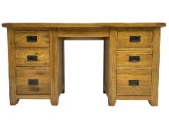Contemporary oak twin pedestal desk or dressing table