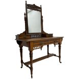Late Victorian Aesthetic Movement walnut and inlaid ebony dressing table