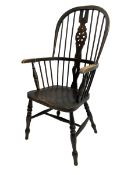 19th century stained elm and beech Windsor chair