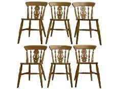 Set of six solid beech farmhouse kitchen or dining chairs