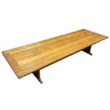 Large early 20th century ecclesiastical oak refectory dining table