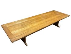 Large early 20th century ecclesiastical oak refectory dining table