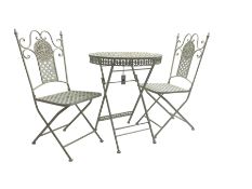 Victorian design white painted wrought metal folding garden table
