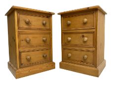 Pair of solid pine bedside chests