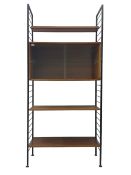 Staples Ladderax - mid-20th century teak and metal framed modular wall unit