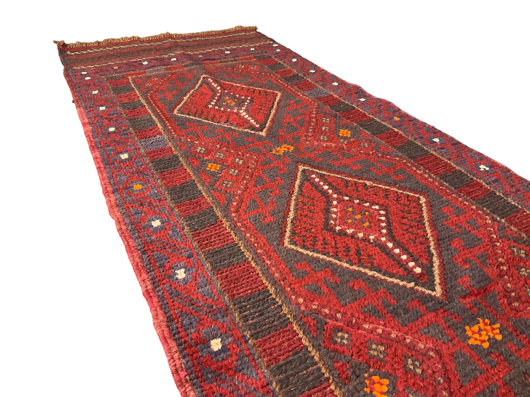 Meshwani Kilim maroon ground runner rug - Image 4 of 5