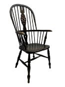 19th century stained elm and beech Windsor chair