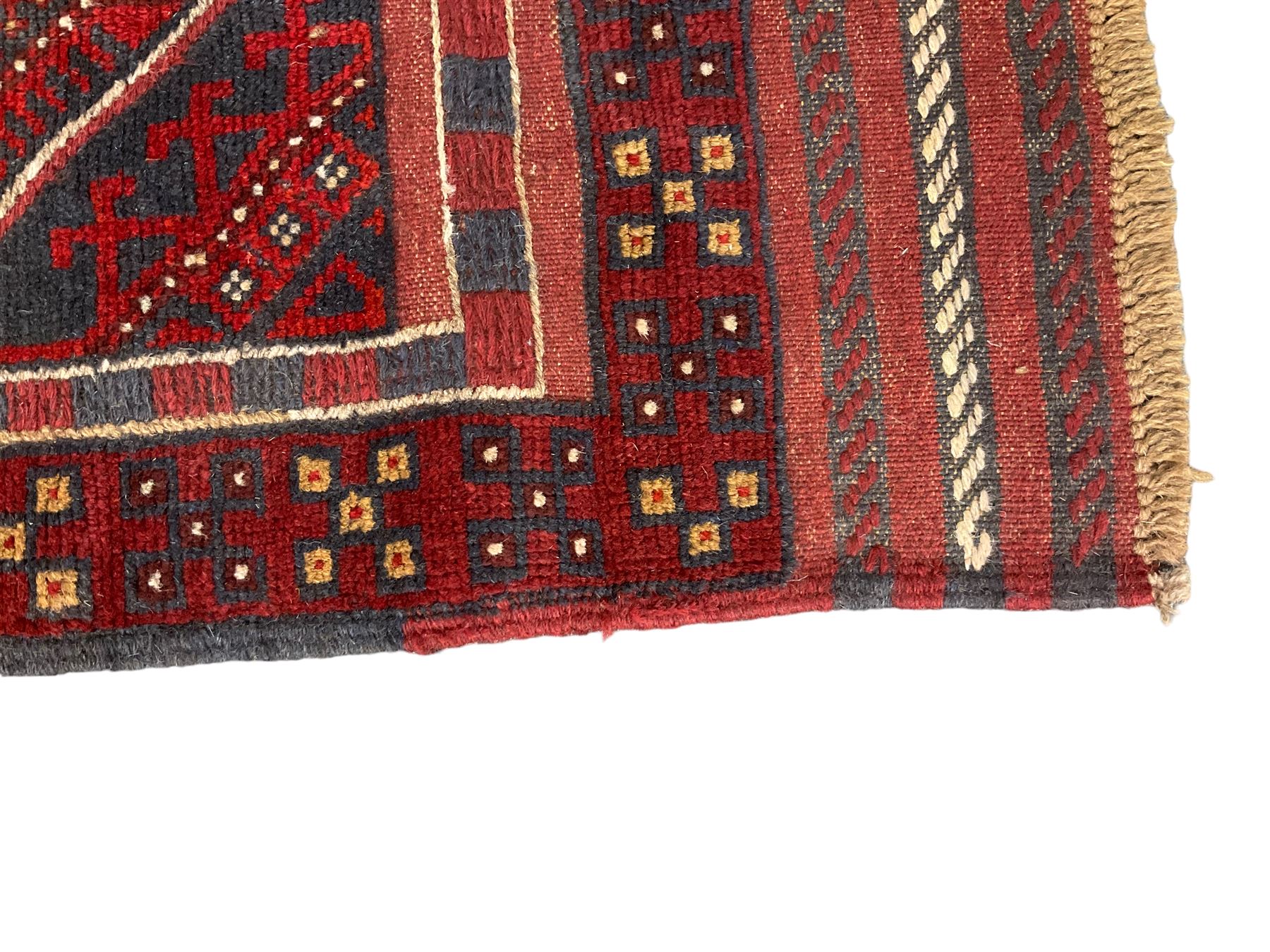 Meshwani Kilim maroon ground runner rug - Image 4 of 5