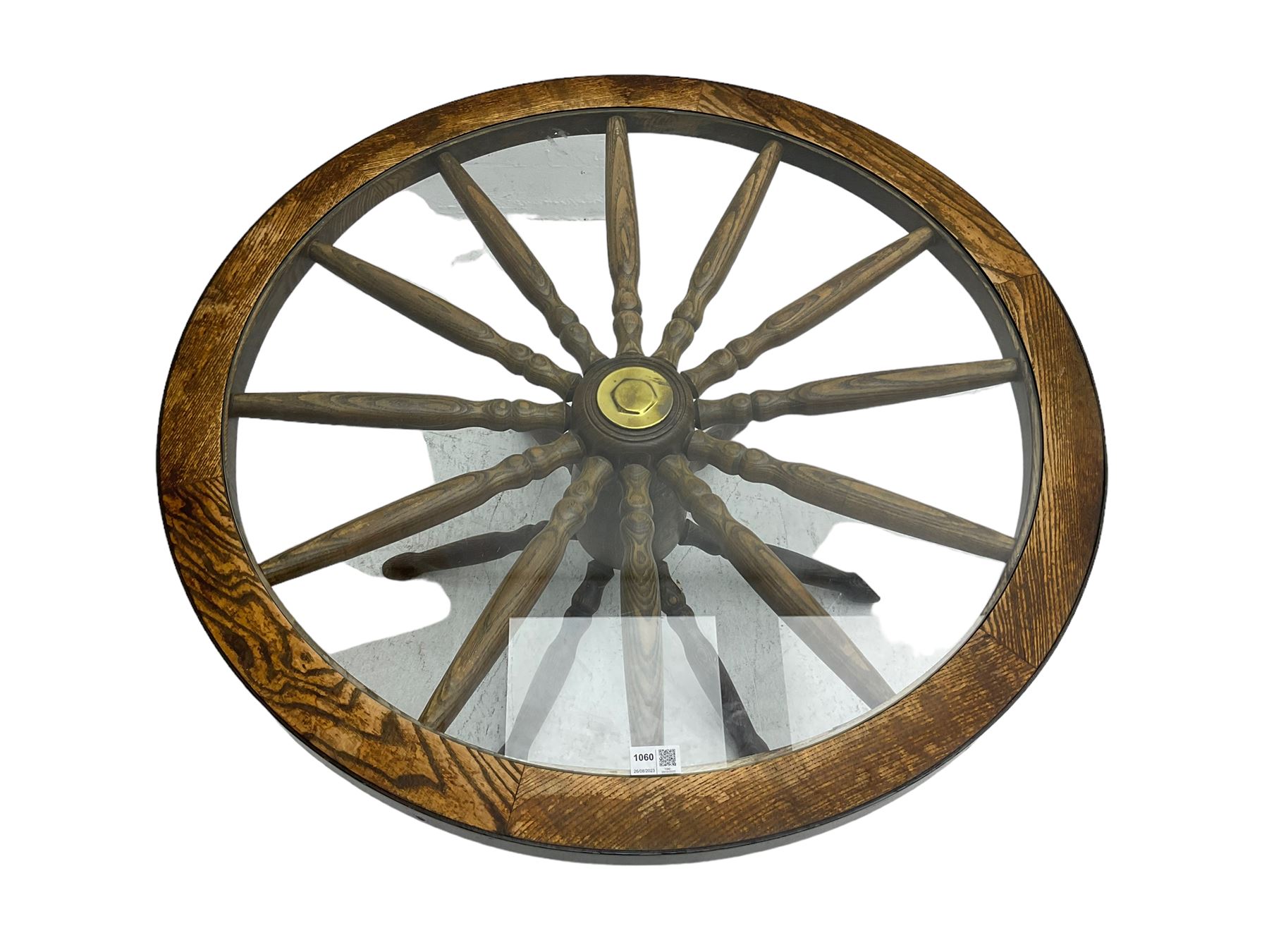Oak framed 'ships wheel' coffee table - Image 2 of 5