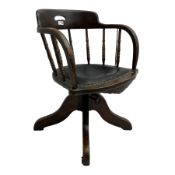 Early 20th century oak framed swivel and tilting Captain's chair