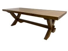 Solid oak rectangular extending dining table