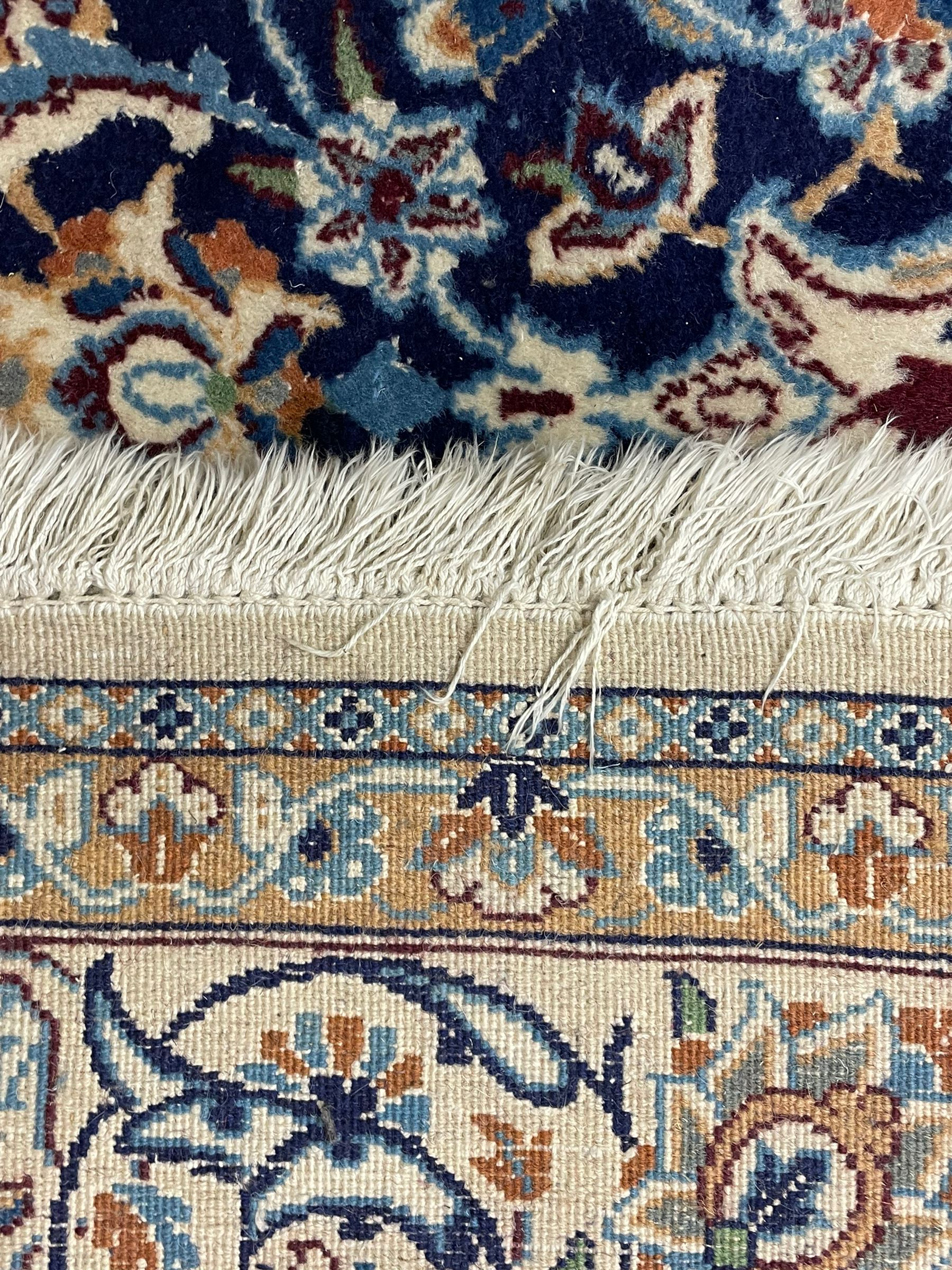 Persian Nain indigo and ivory ground rug - Image 8 of 8