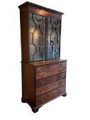 George III mahogany secretaire bookcase