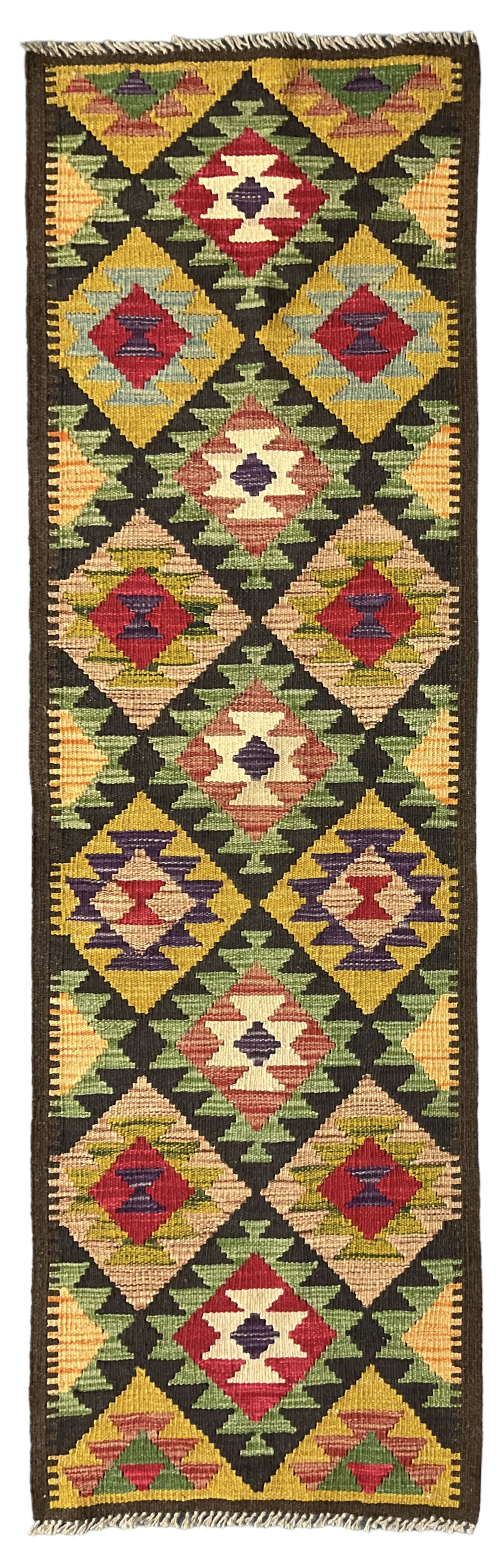 Afghan Maimana Kilim multi-colour runner rug