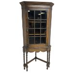 Early to mid-20th century oak corner display cabinet