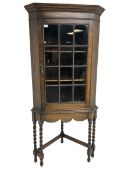 Early to mid-20th century oak corner display cabinet