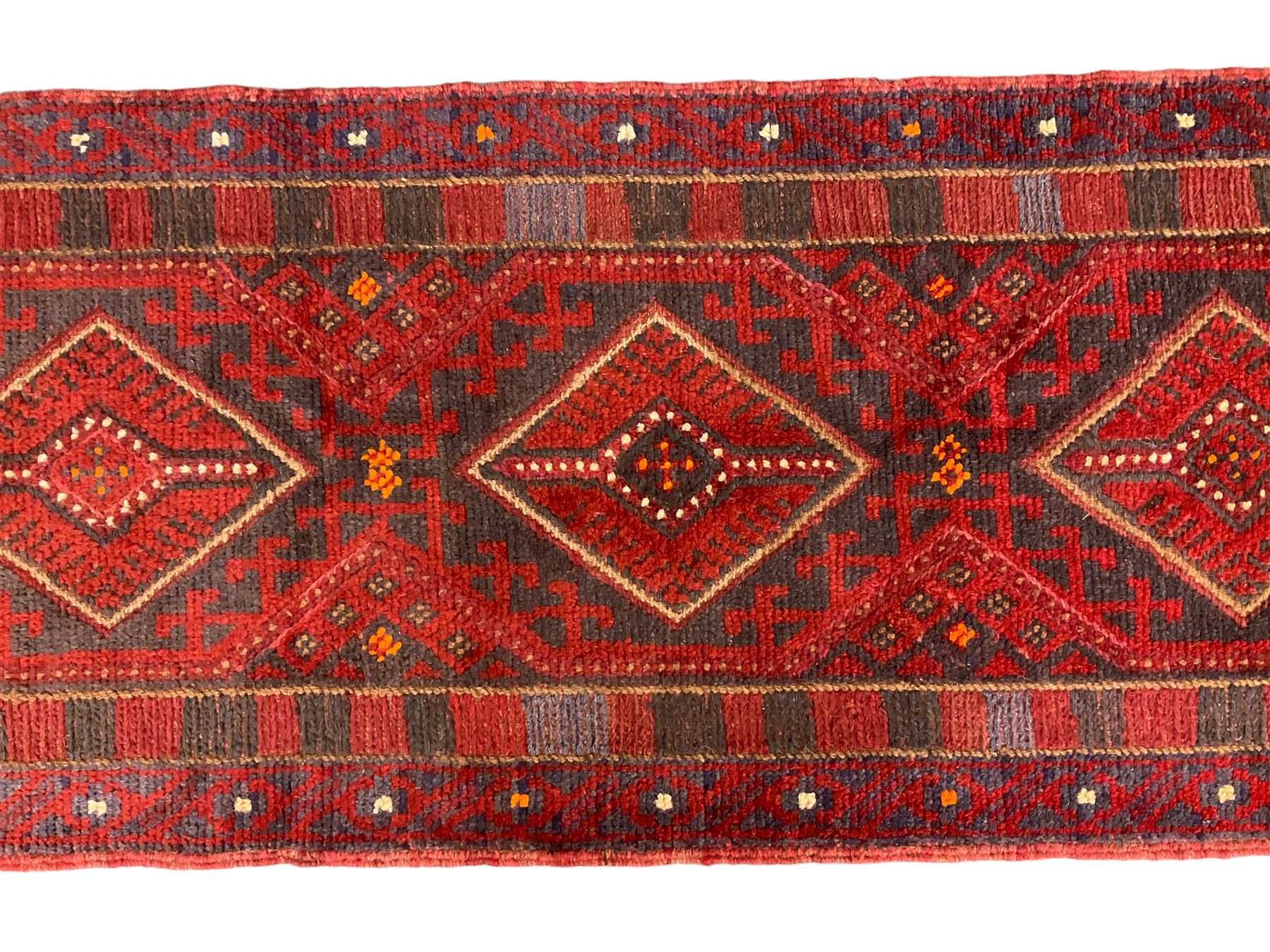 Meshwani Kilim maroon ground runner rug - Image 3 of 5