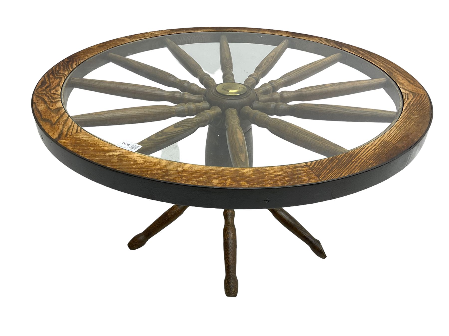 Oak framed 'ships wheel' coffee table - Image 3 of 5