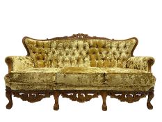 Large French design stained beech three seat settee