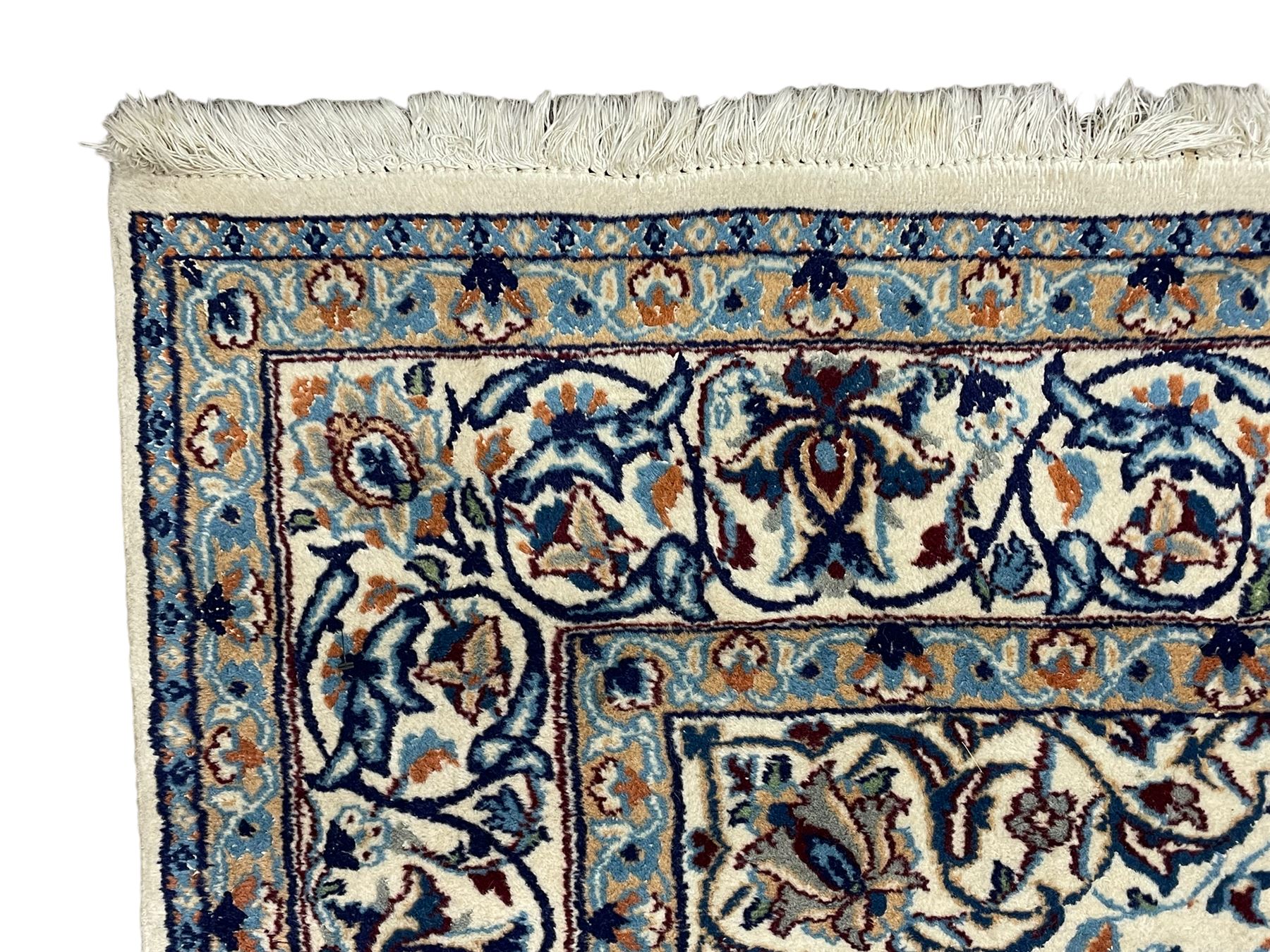 Persian Nain indigo and ivory ground rug - Image 7 of 8