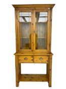 Traditional pine cabinet or bookcase on stand