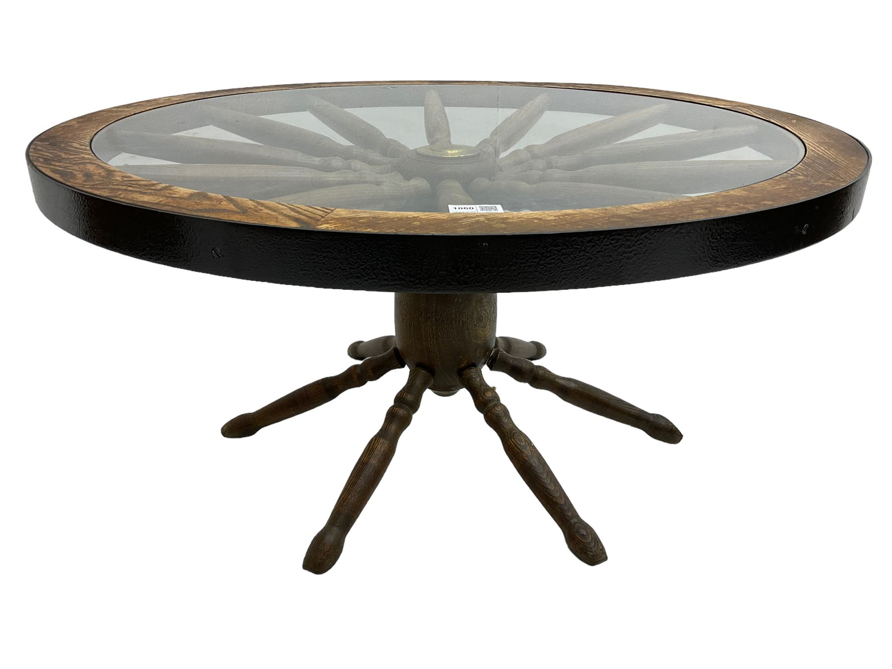 Oak framed 'ships wheel' coffee table