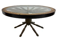 Oak framed 'ships wheel' coffee table