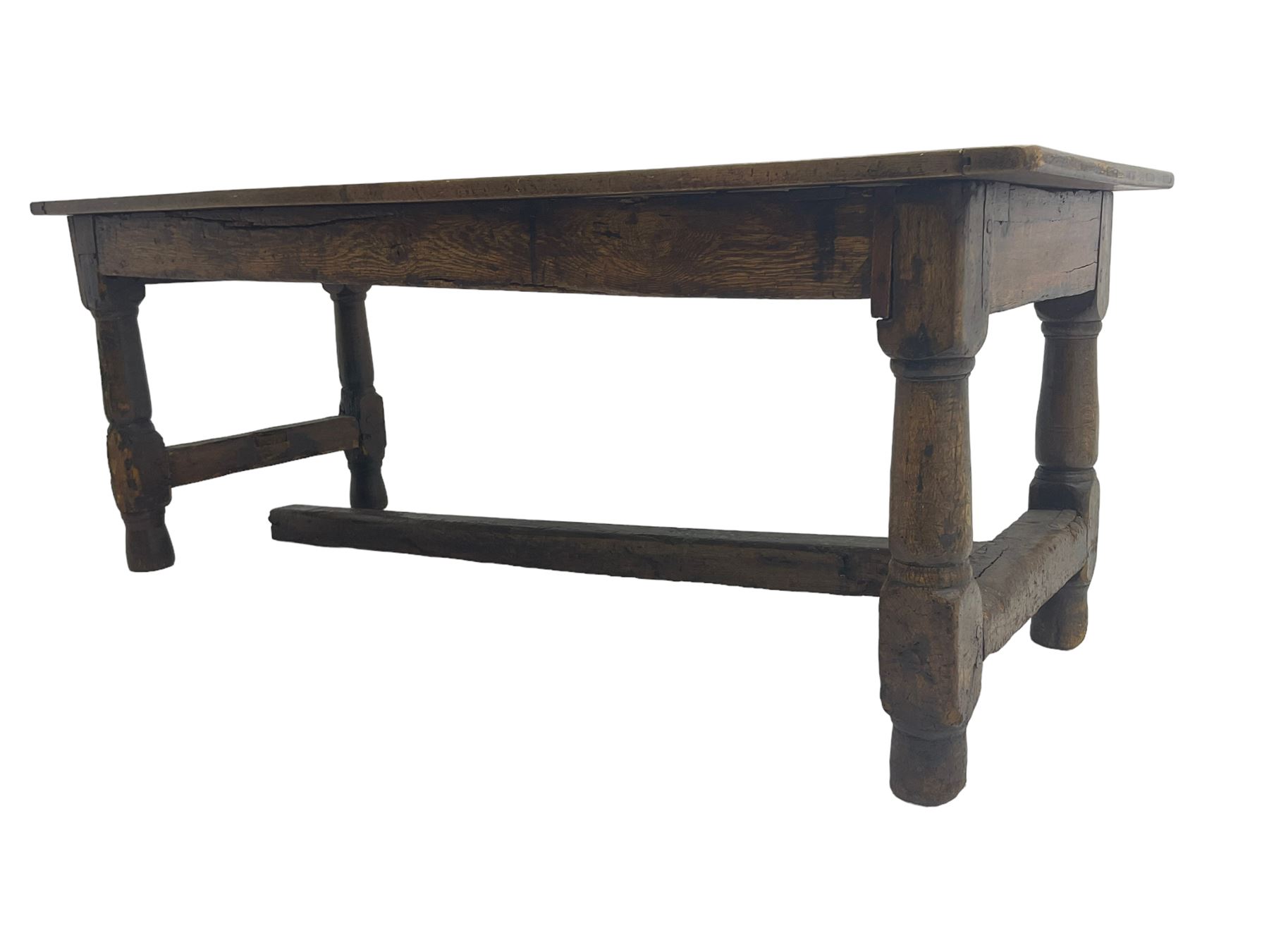 18th century and later oak refectory dining table - Image 4 of 8