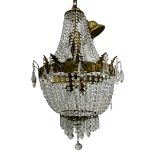 Empire design brass and crystal chandelier