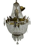 Empire design brass and crystal chandelier