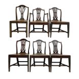 Set of six (5+1) George III country mahogany dining chairs
