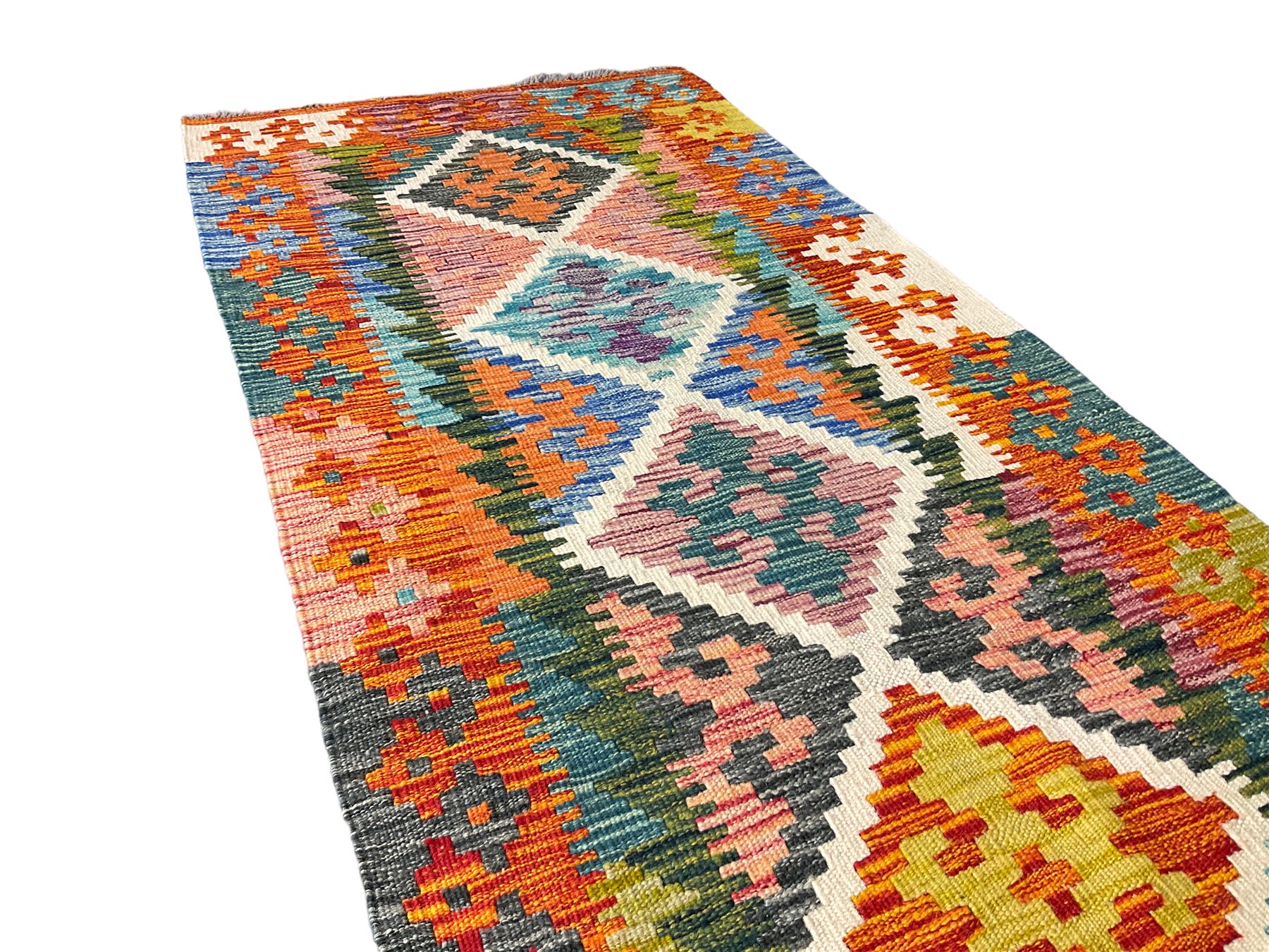 Afghan Maimana Kilim multi-colour runner rug - Image 4 of 5