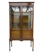 Edwardian inlaid mahogany display cabinet