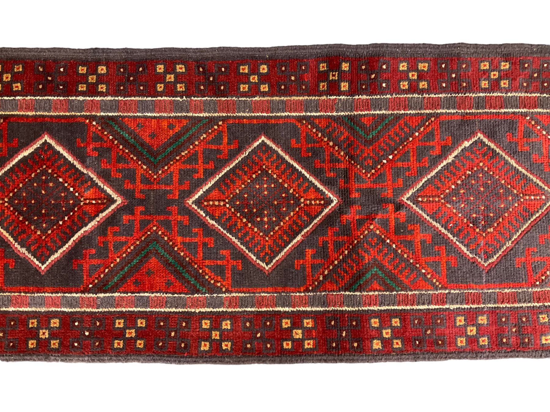 Meshwani Kilim maroon ground runner rug - Image 3 of 5