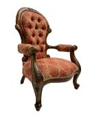 Victorian walnut framed armchair
