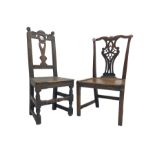 George III Chippendale design oak side chair