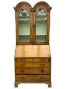 George III oak bookcase on bureau