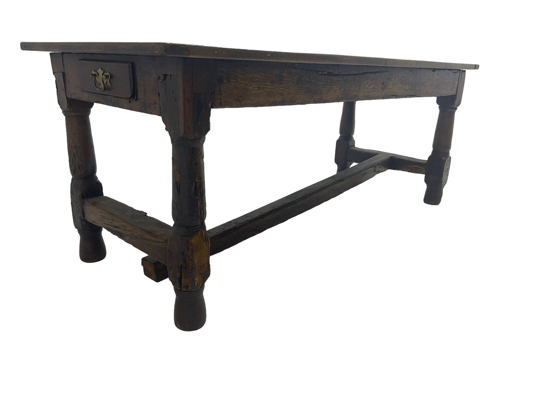 18th century and later oak refectory dining table - Image 8 of 8