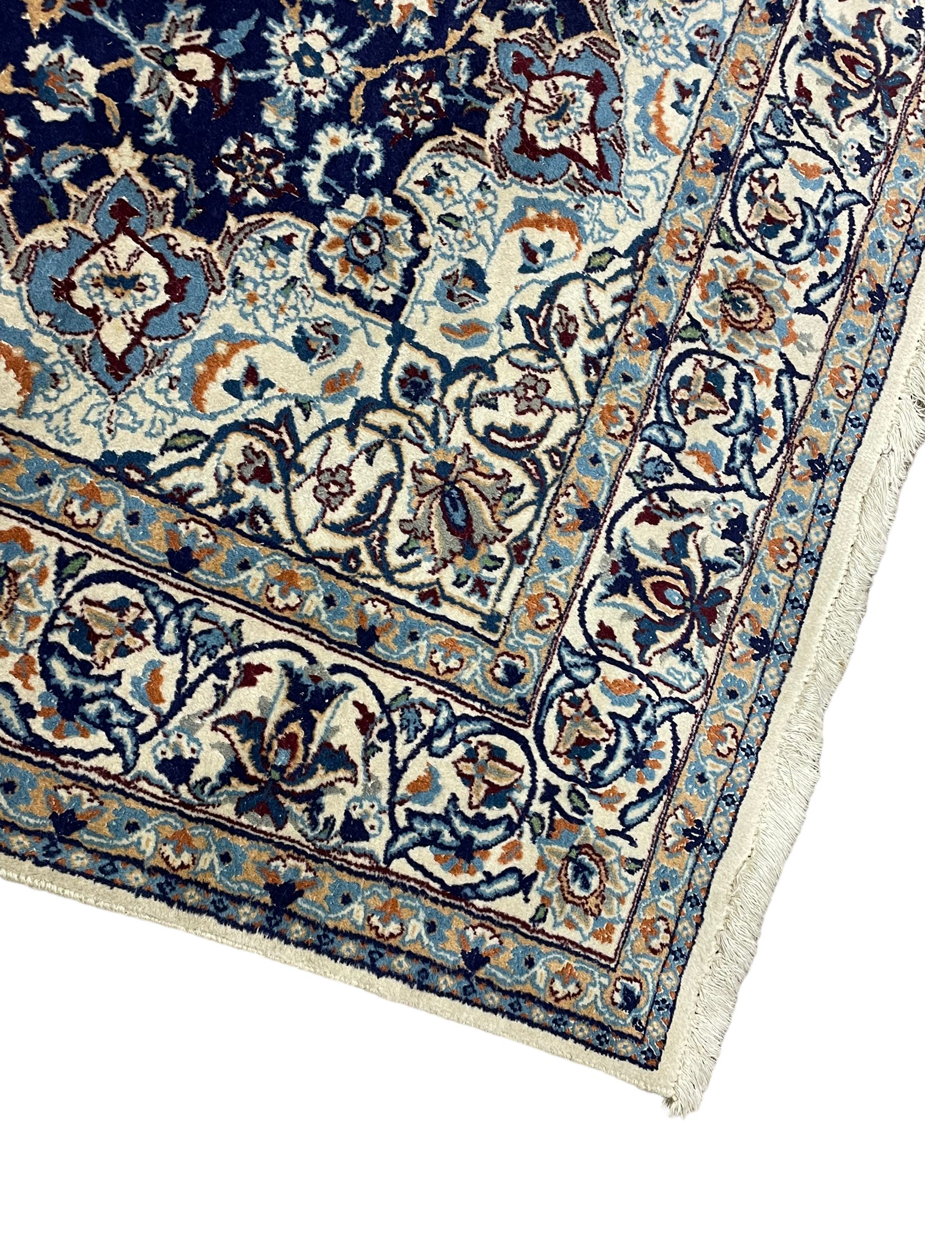 Persian Nain indigo and ivory ground rug - Image 2 of 8